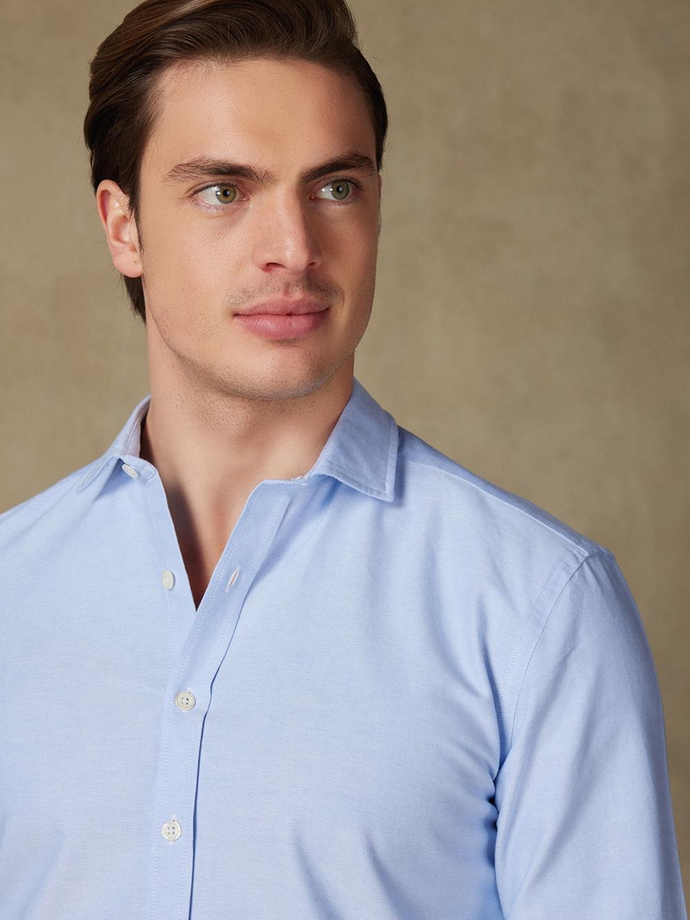 Chemise cintrée bio en oxford lavé ciel