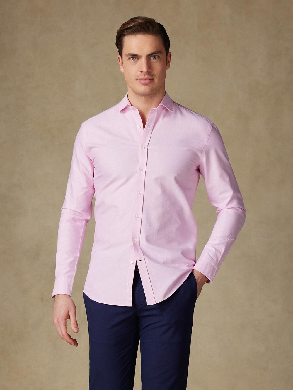 Pink washed organic oxford slim fit shirt