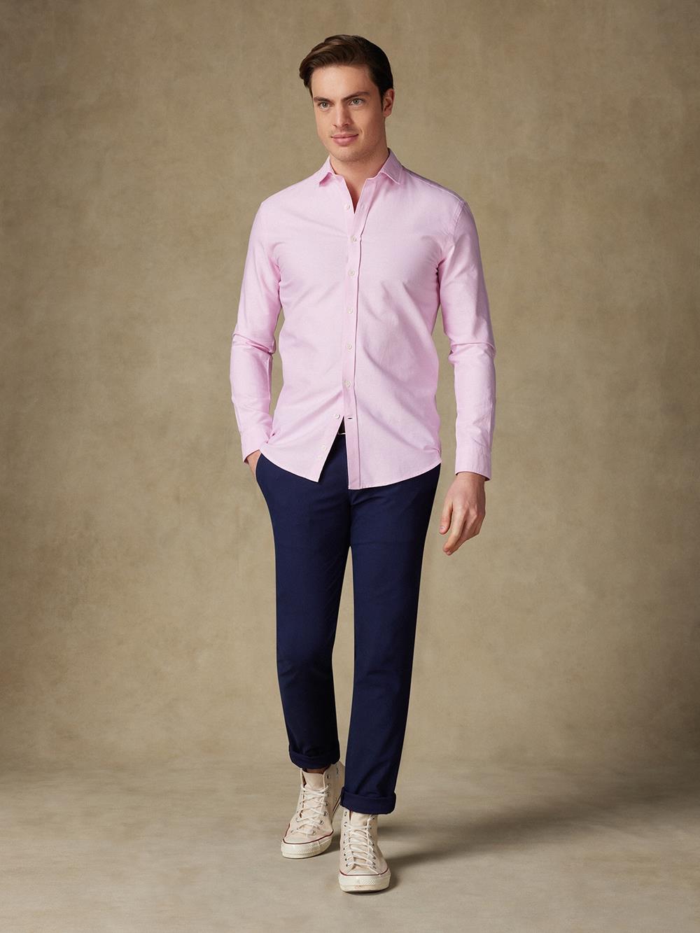 Camicia slim fit slim fit oxford organica lavata in rosa