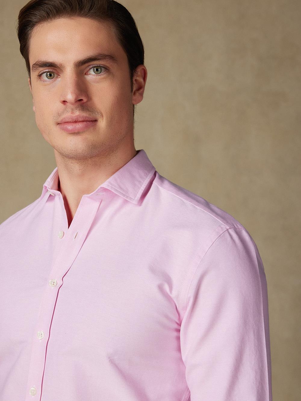 Chemise cintrée bio en oxford lavé rose