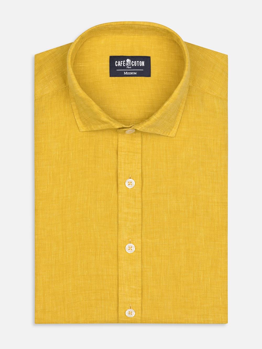 Olaf shirt in geel linnen