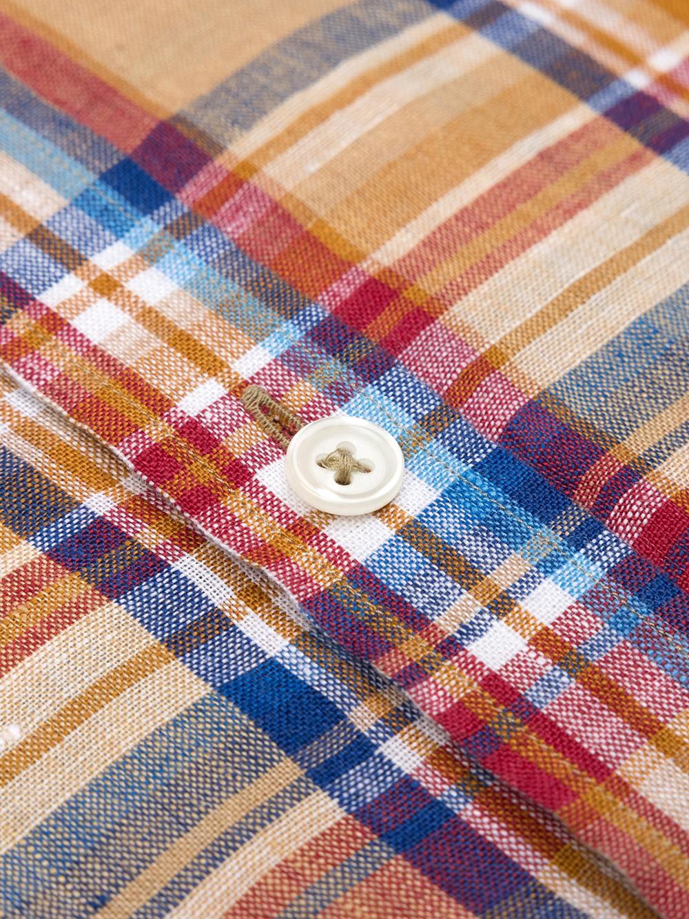 Phil shirt in sandy linen with tartan pattern