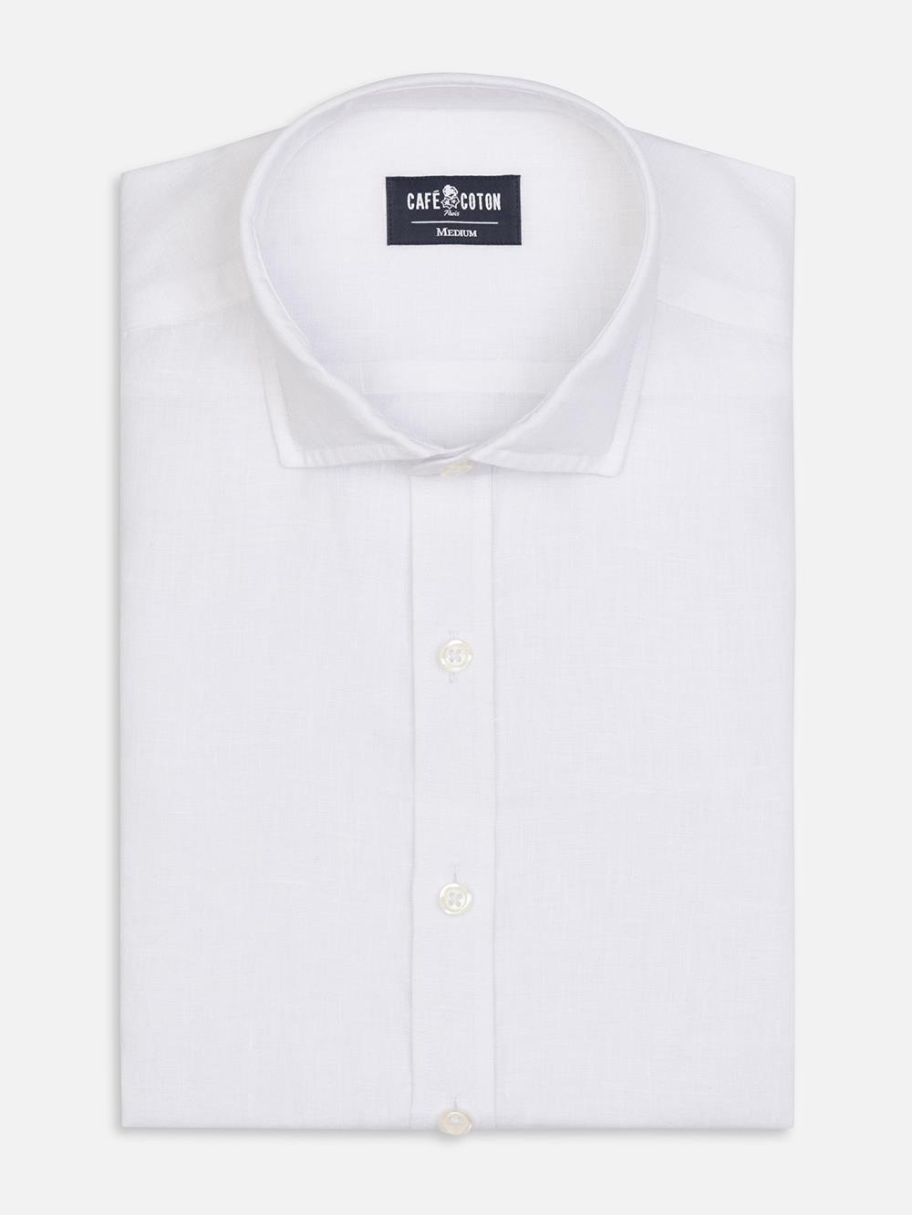 Camicia slim fit slim fit Olaf in lino bianco