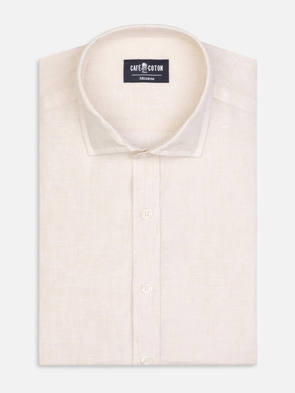 Olaf sand linen slim fit shirt 