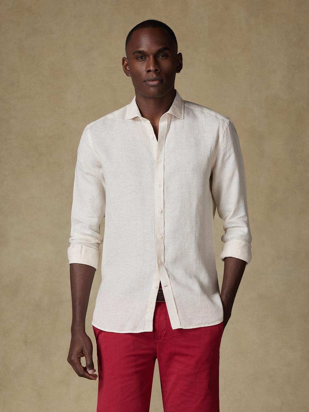 Olaf sand linen slim fit shirt 