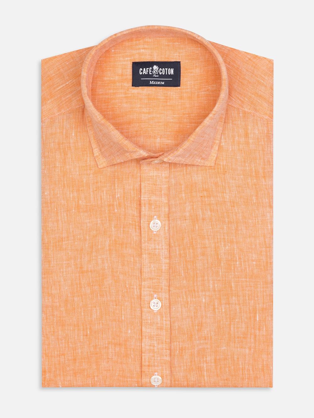 Chemise cintrée Olaf en lin orange