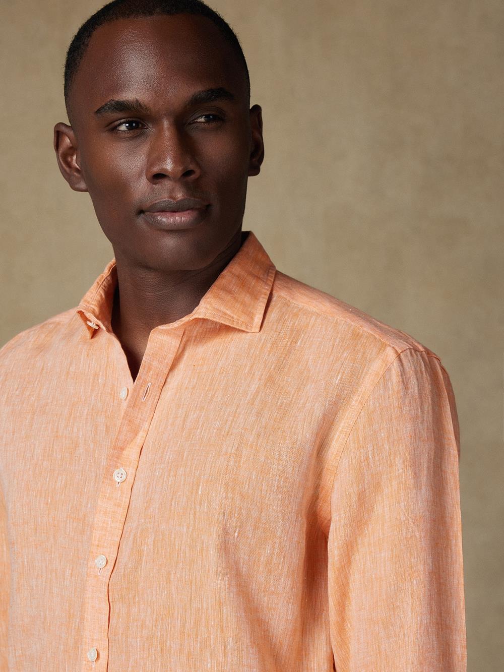 Olaf orange linen slim fit shirt