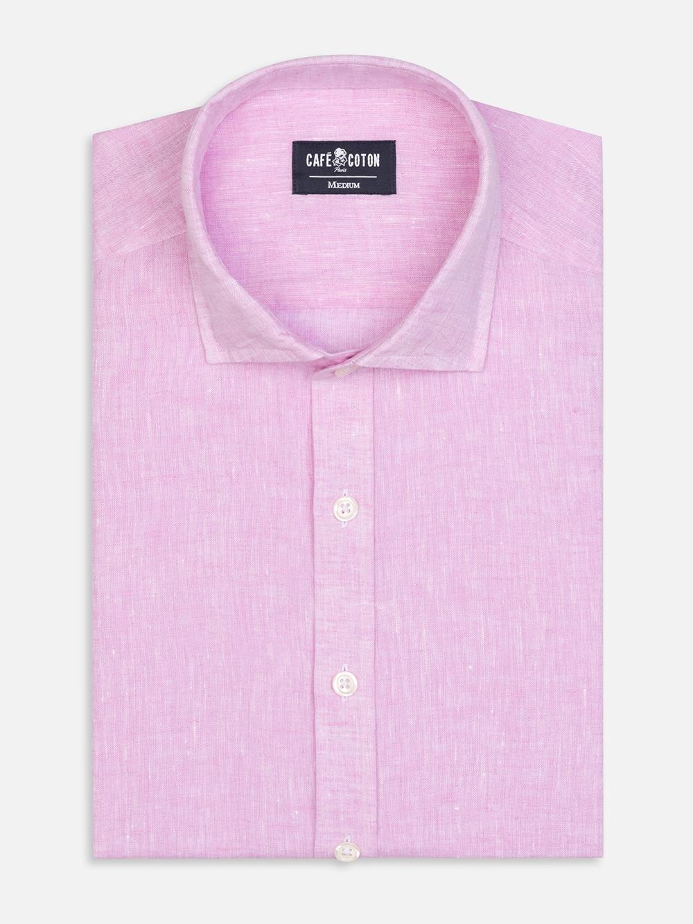 Olaf pink linen slim fit shirt