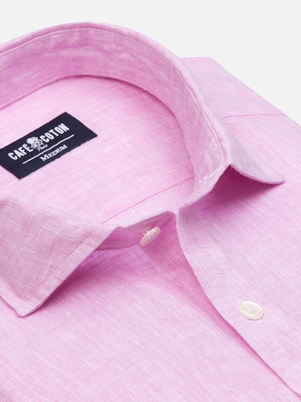 Olaf pink linen slim fit shirt