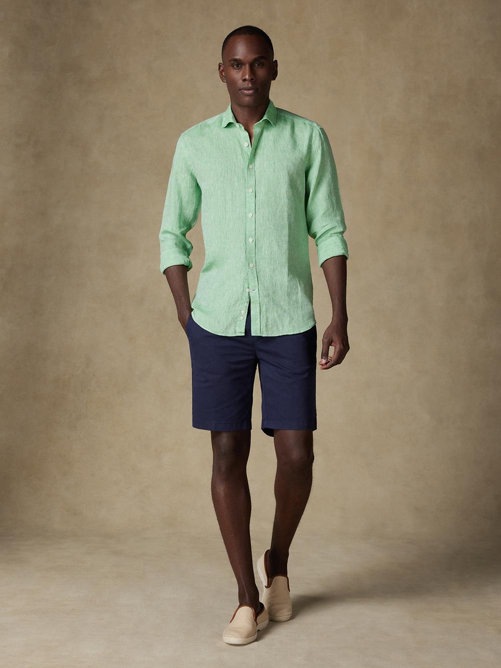 Chemise cintrée Olaf en lin vert