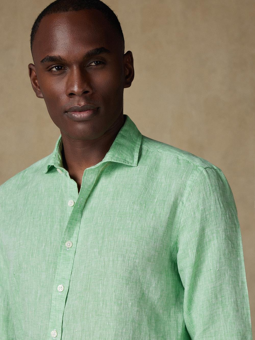 Camicia slim fit slim fit Olaf in lino verde