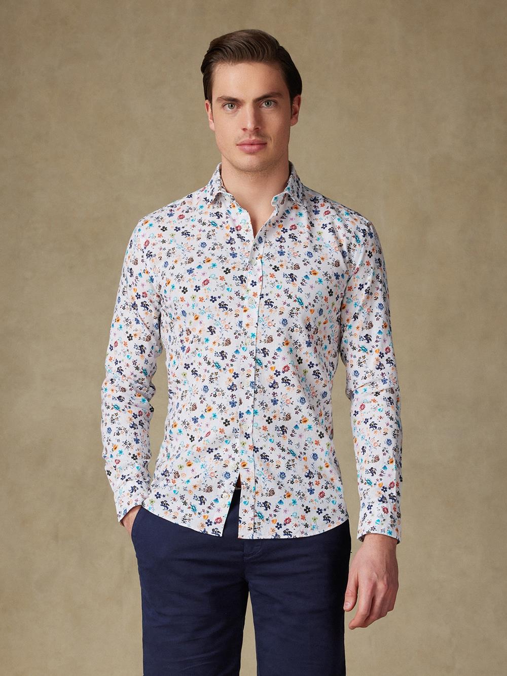 Chemise cintrée Sean en lin à motif floral 