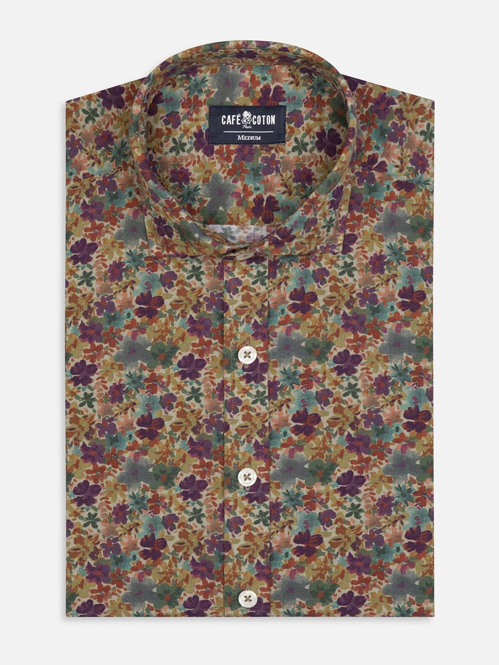 Camisa slim fit Stuart de lino con estampado floral 