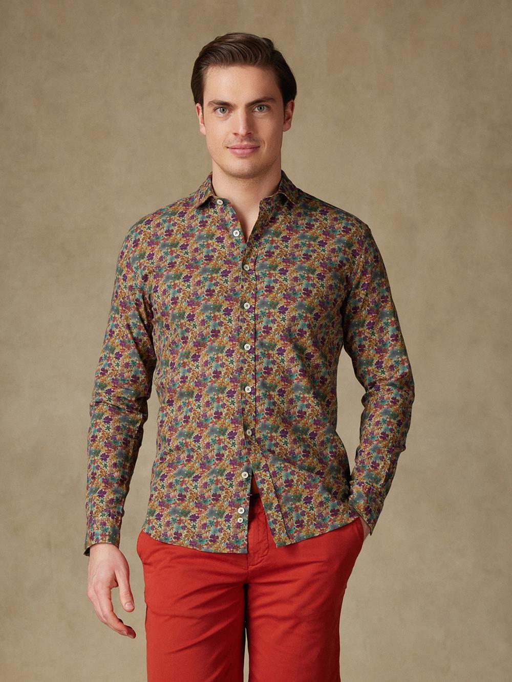 Stuart Camicia slim fit slim fit in lino a fiori 