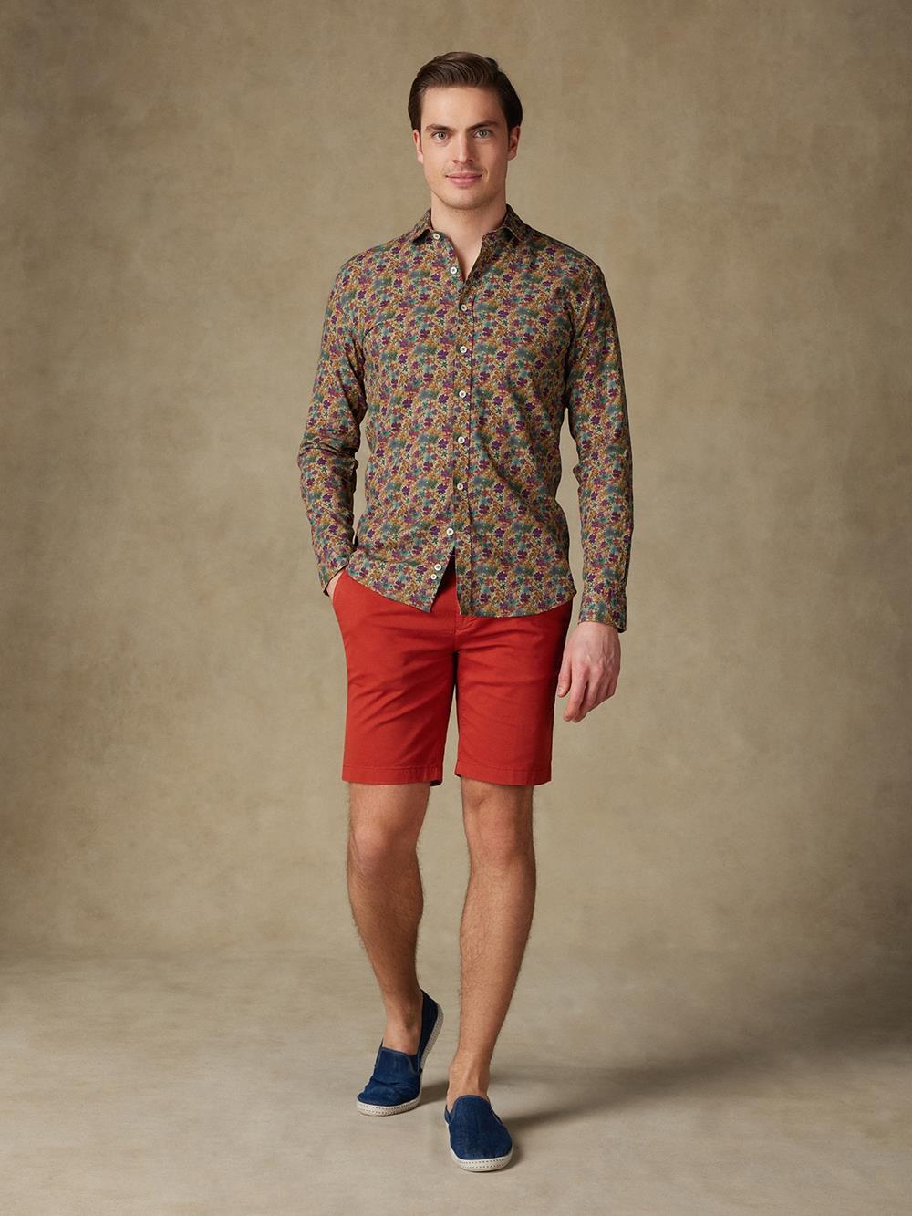 Stuart Camicia slim fit slim fit in lino a fiori 