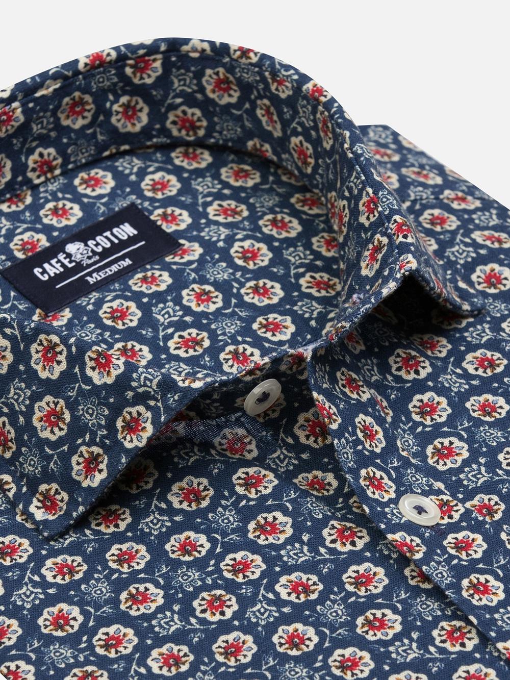 Chemise cintrée Sully en lin à motif floral 