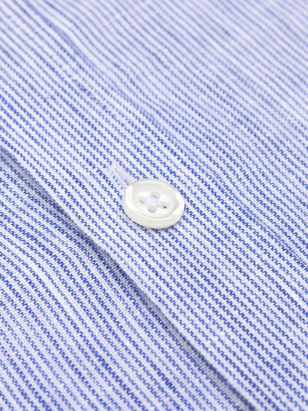 Ted slim fit shirt in blue stripes linen