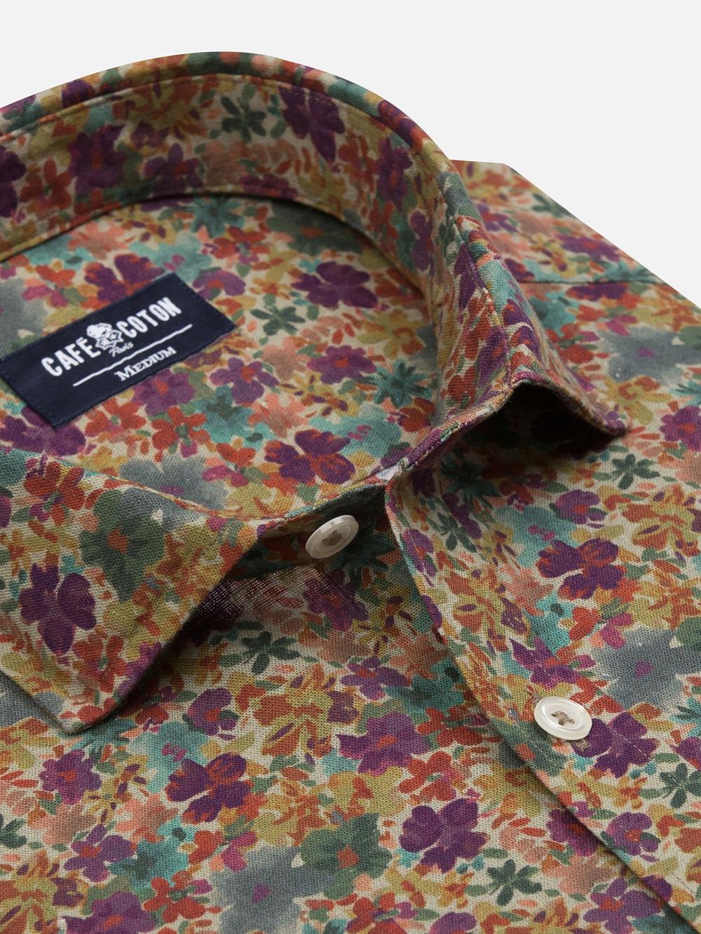 Stuart camicia in lino a fiori 