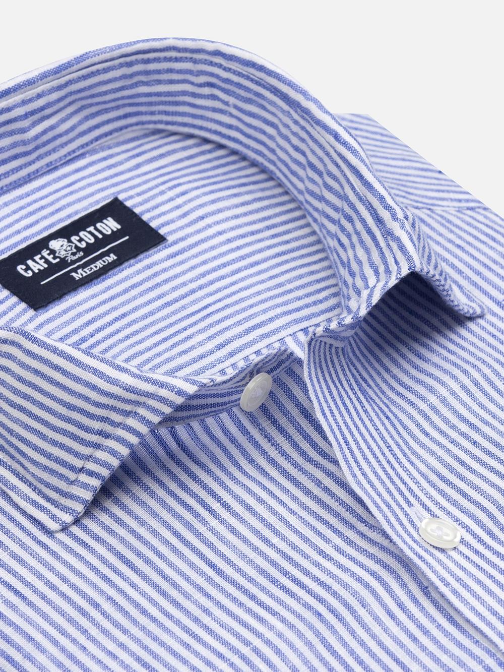 Thom camicia di lino a righe blu