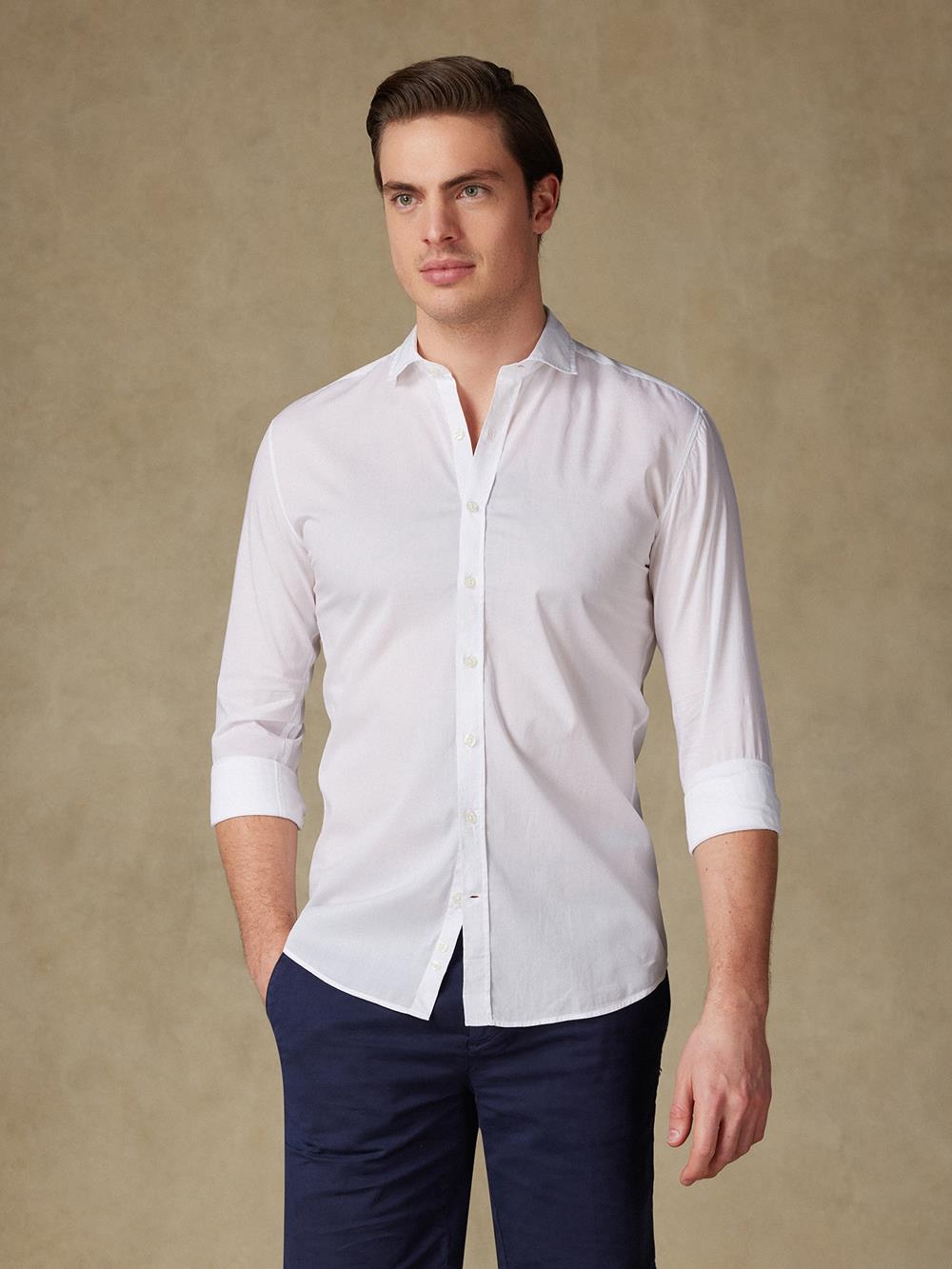 Camicia in voile di cotone bianco