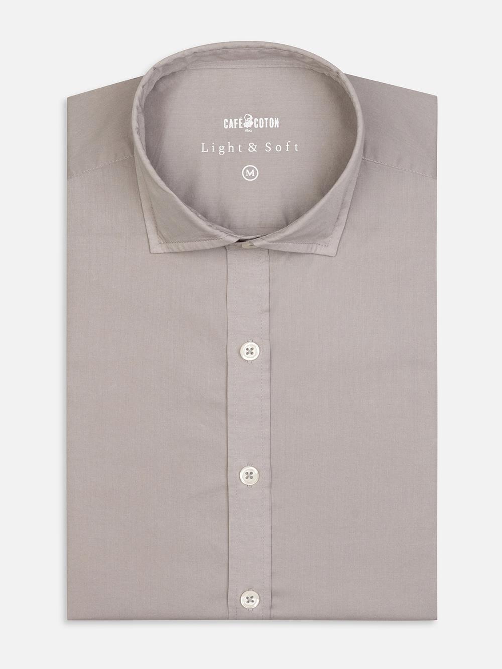 Camisa gris en voile de coton 