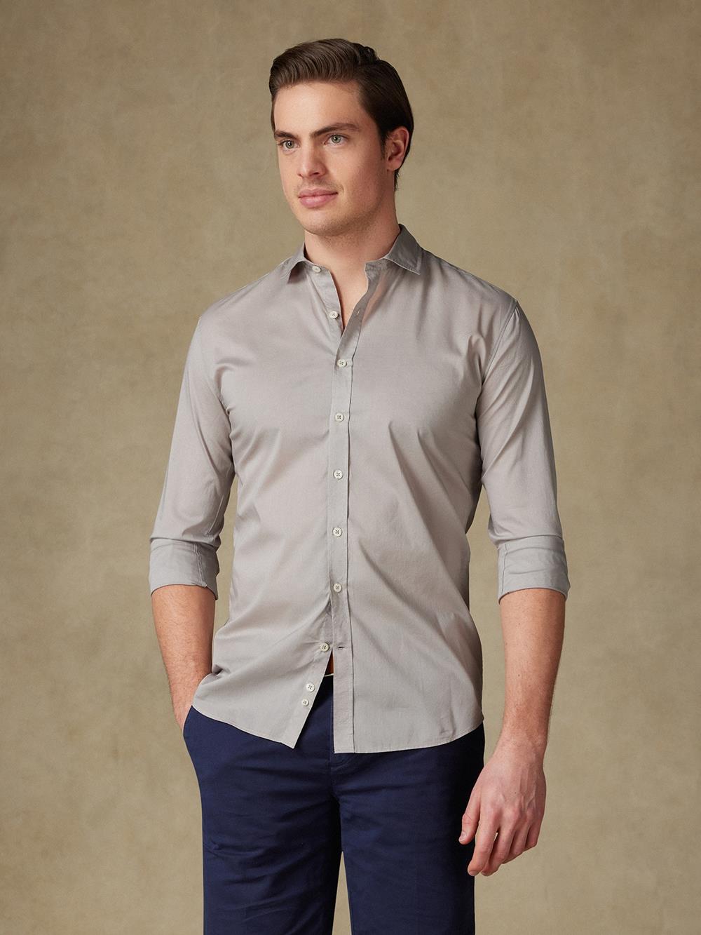 Camisa gris en voile de coton 