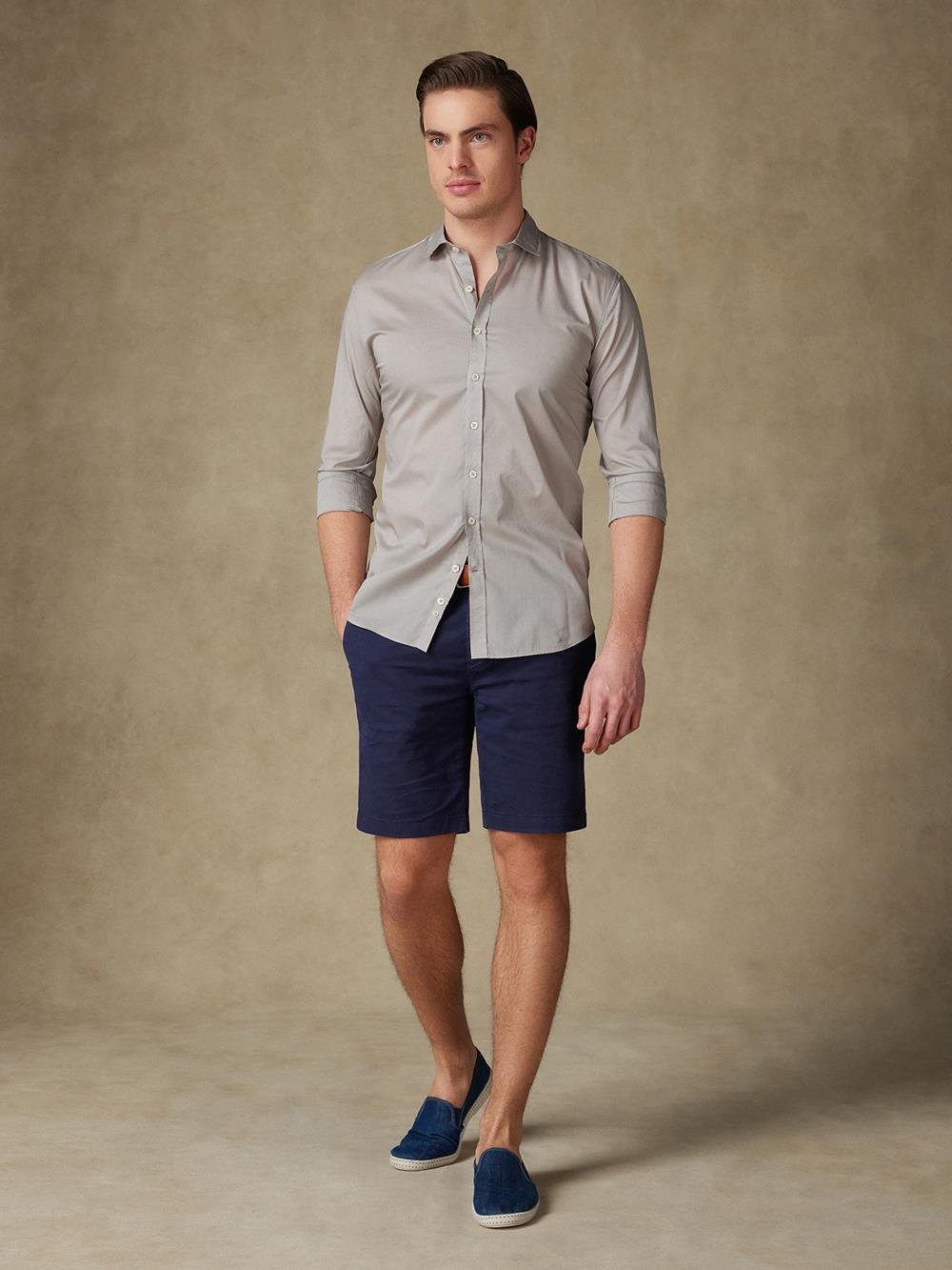 Camisa gris en voile de coton 