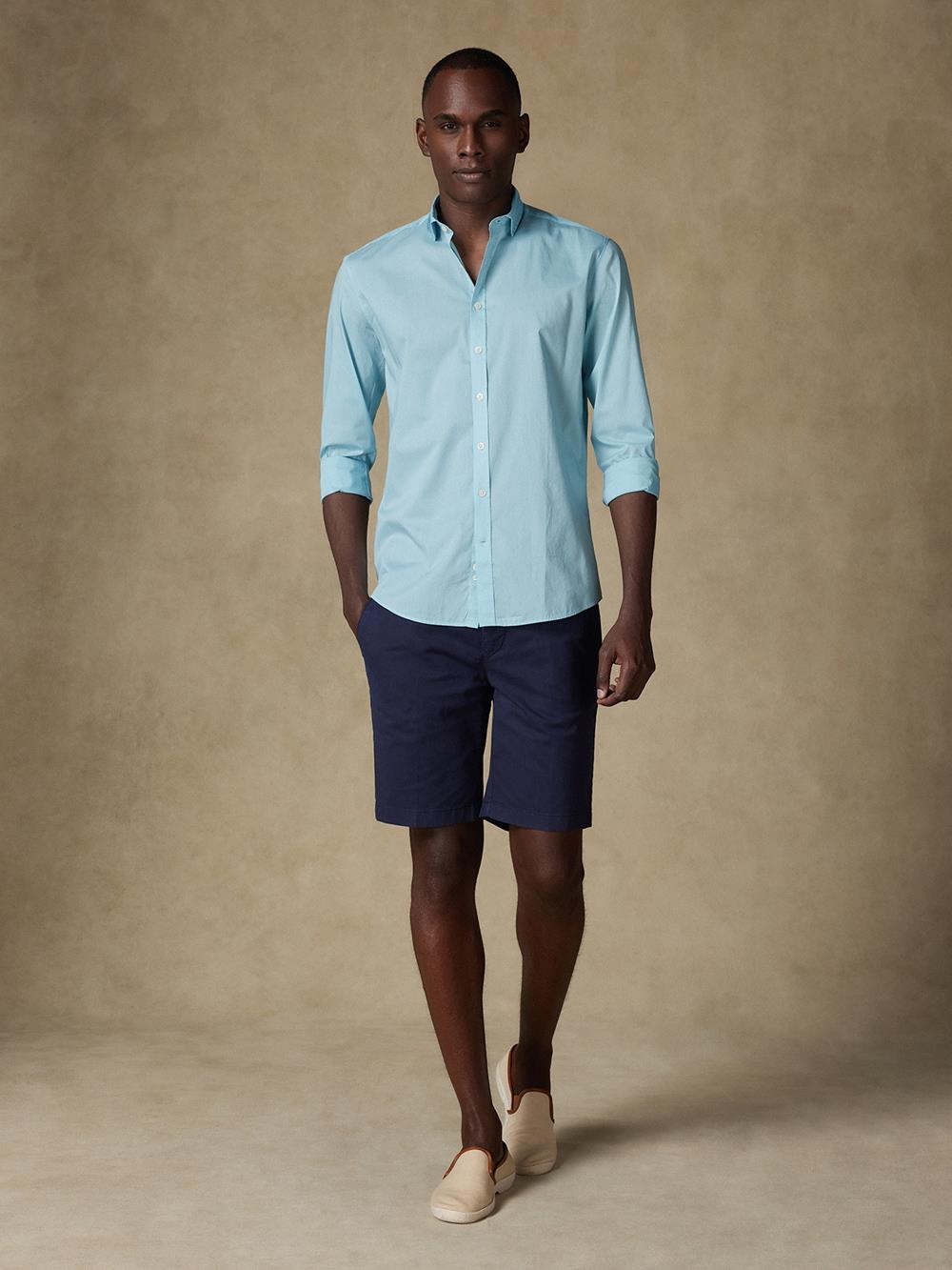 Chemise turquoise en voile de coton