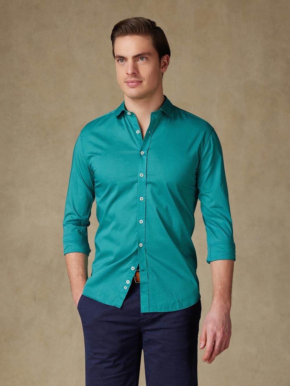 Camisa celadón en voile de algodón 