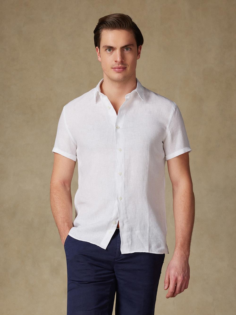 Olaf white linen shortsleeves shirt