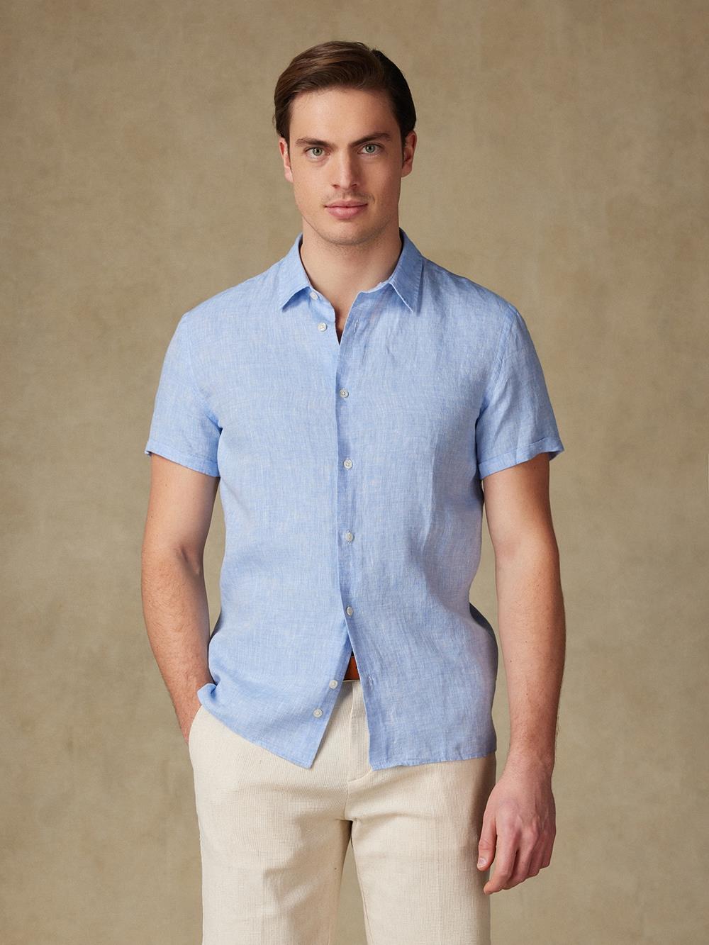 Olaf sky linen shortsleeves shirt 