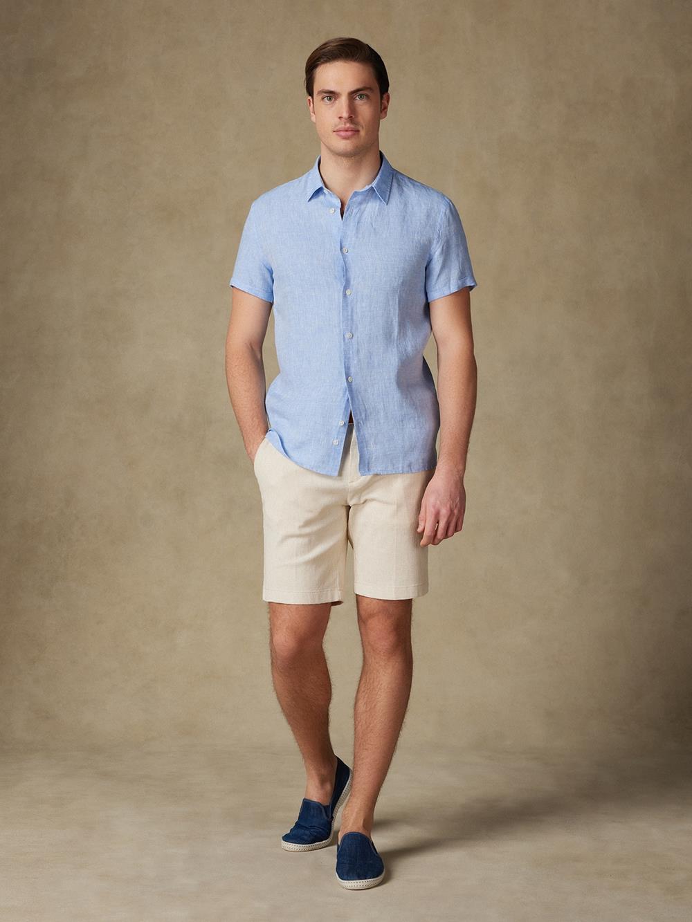 Olaf sky linen shortsleeves shirt 