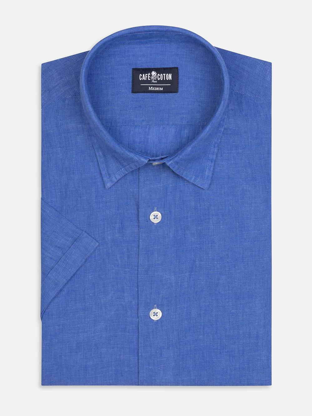 Olaf blue linen shortsleeves shirt