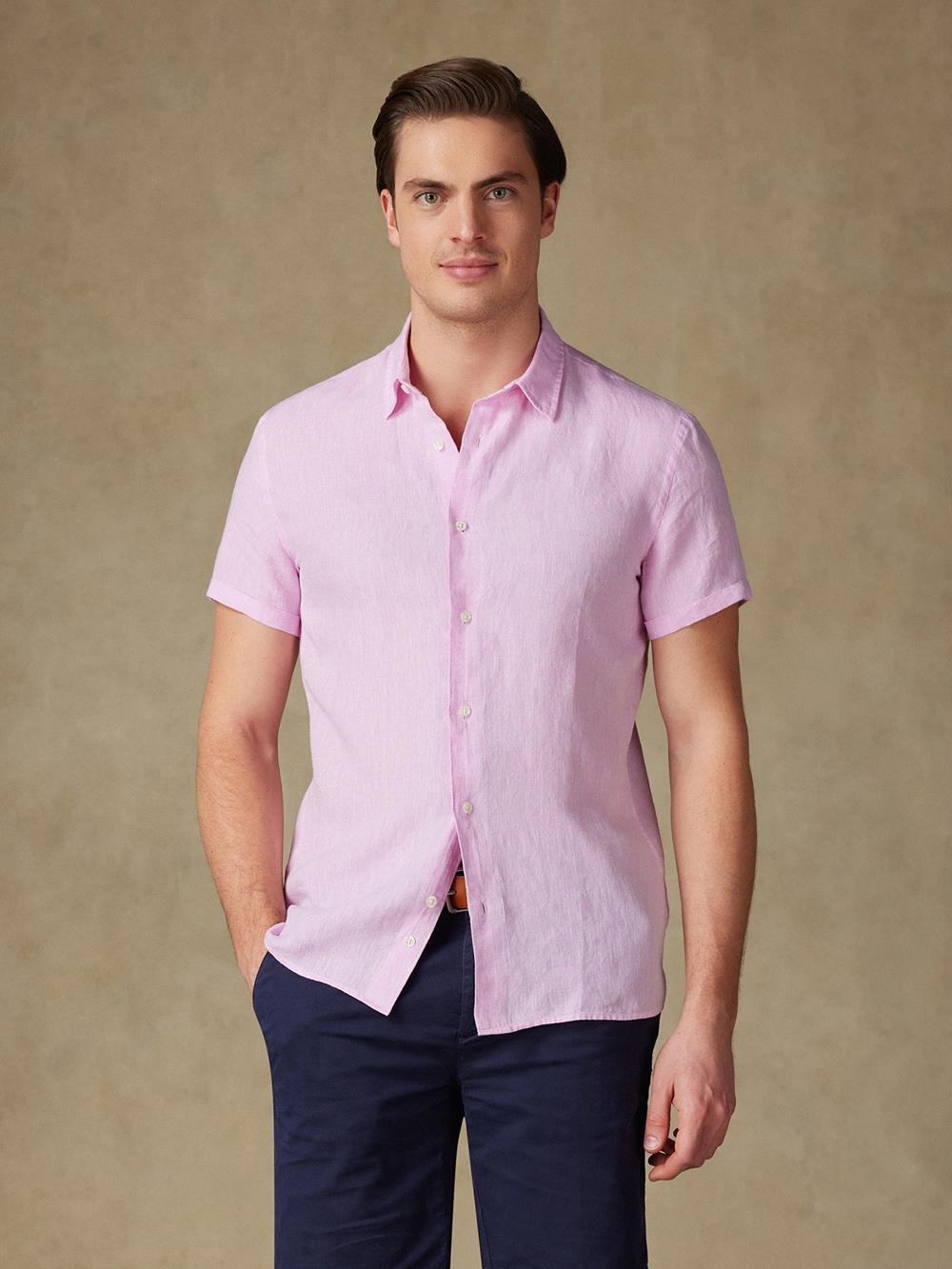 Olaf pink linen shortsleeves shirt