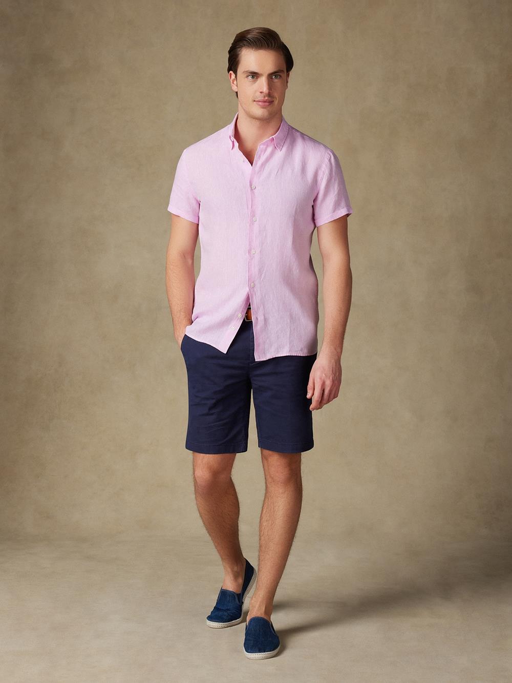 Olaf pink linen shortsleeves shirt