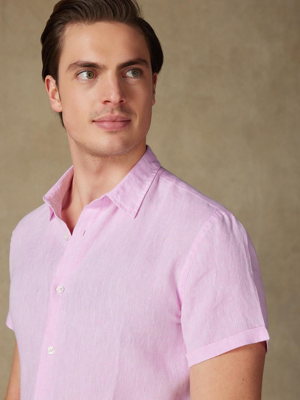 Olaf pink linen shortsleeves shirt