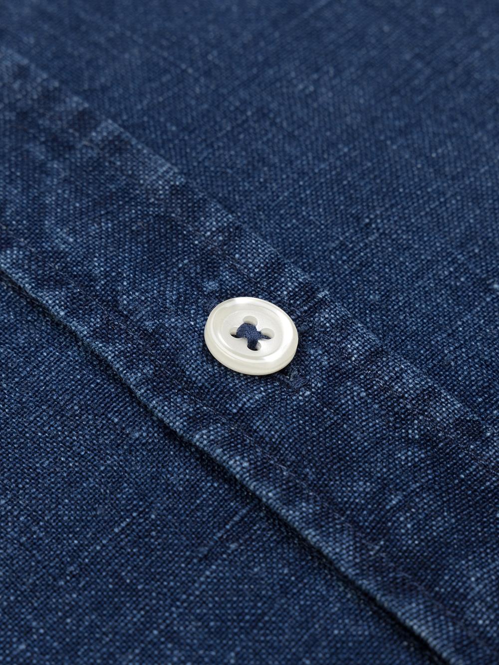 Kirk colarless shirt in indigo linen