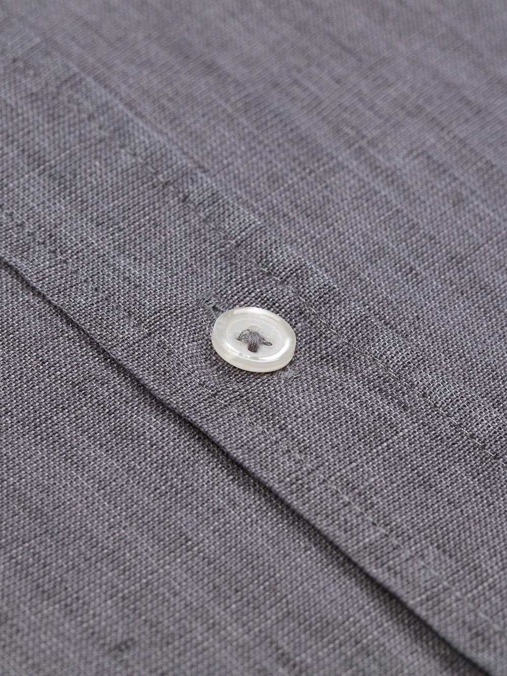 Liam shirt with Mao Collar in carbon linen