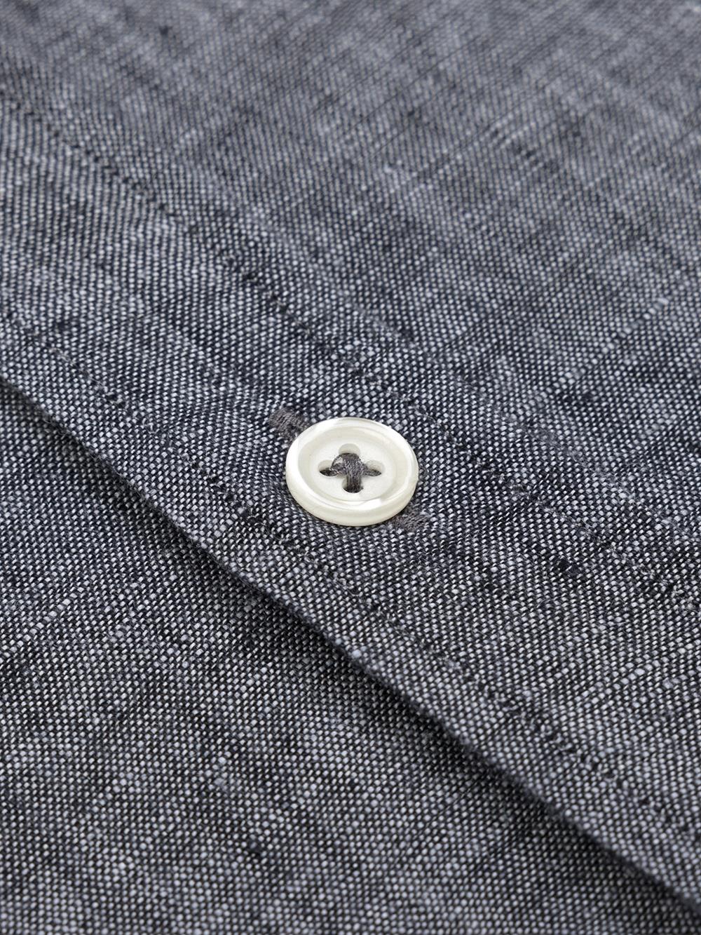 Olaf collarless shirt in anthracite linen