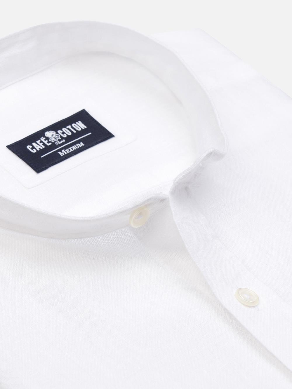 Olaf white linen slim fit shirt