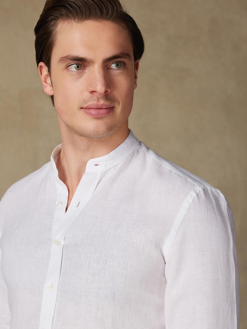 Olaf white linen slim fit shirt