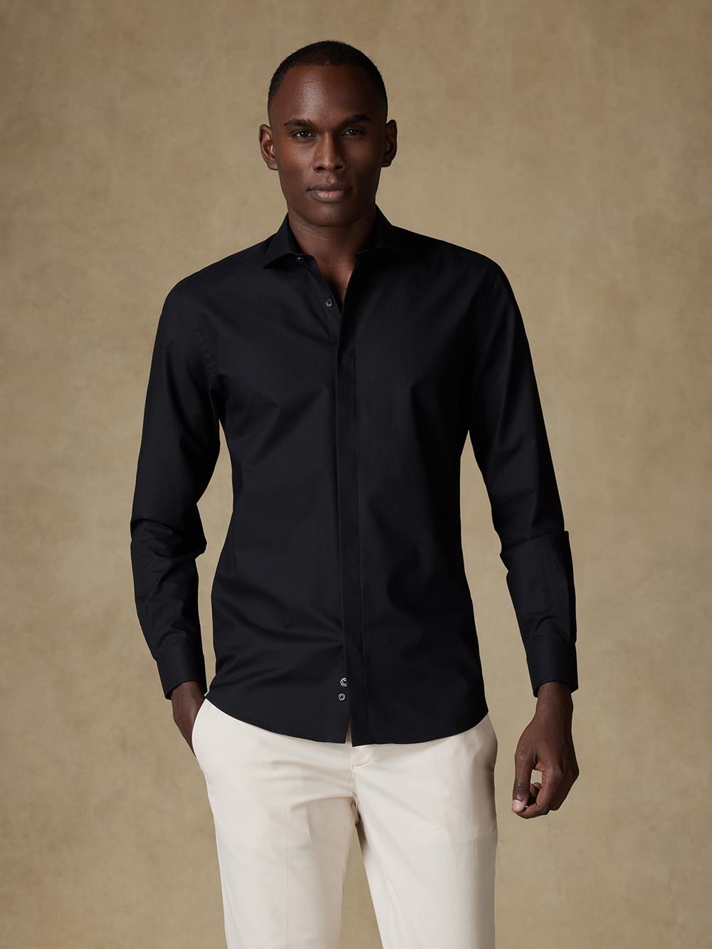 Alban shirt with hidden throat - Black