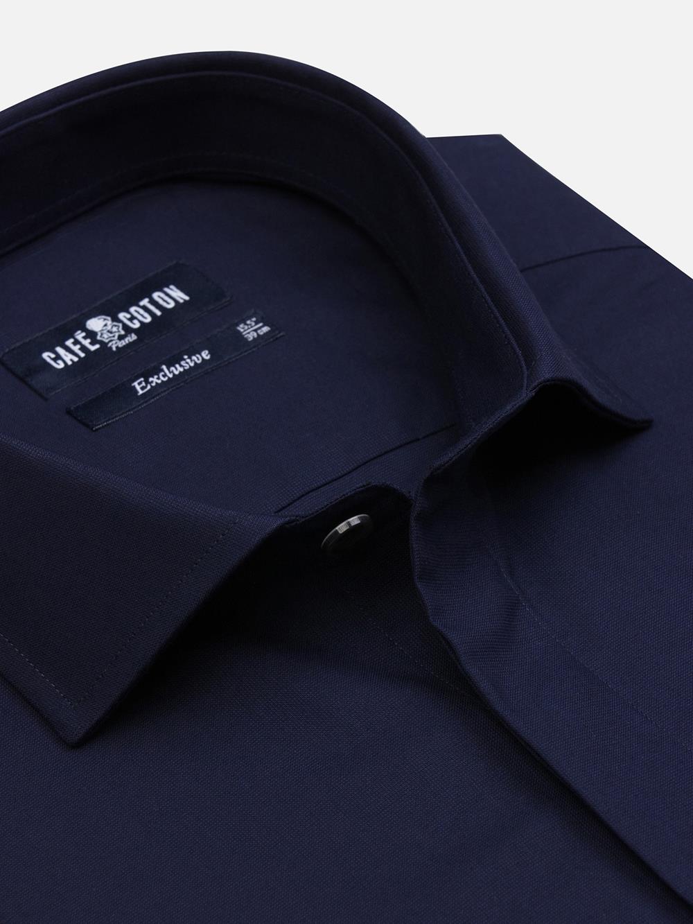 Alban shirt with hidden throat - Navy