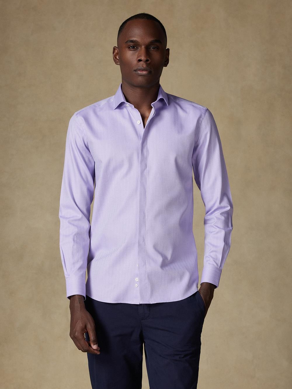 Hidden placketHerringbone shirt - Lila