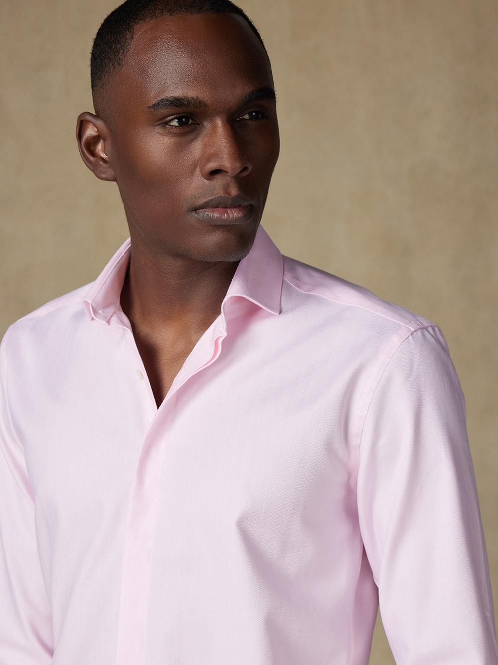 Hidden placketHerringbone shirt - Pink