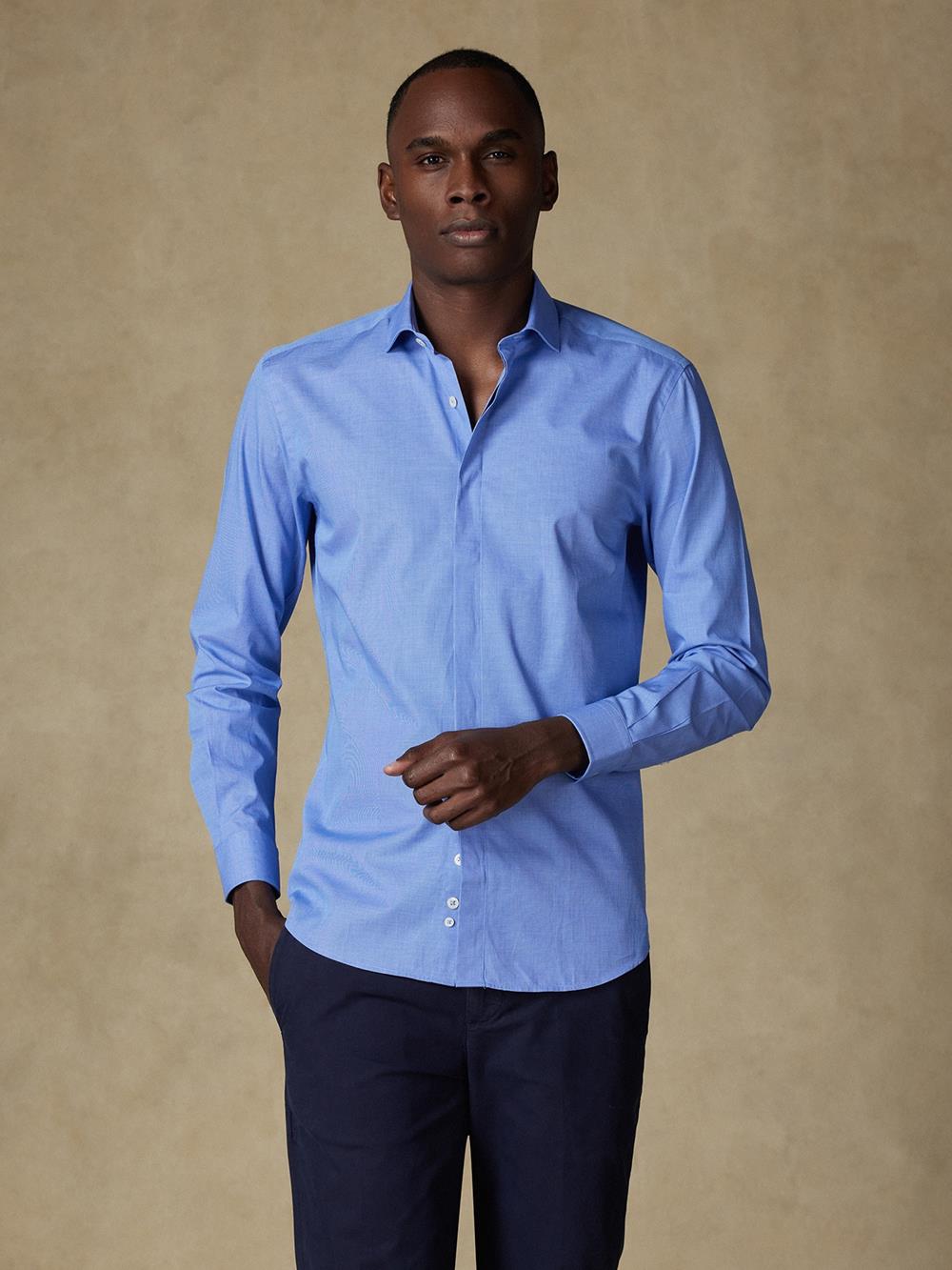 Daria blue poplin shirt - Hidden Placket