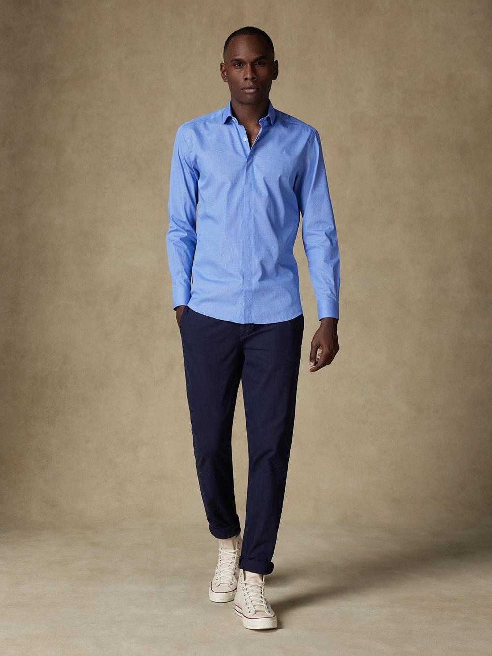 Daria blue poplin shirt - Hidden Placket