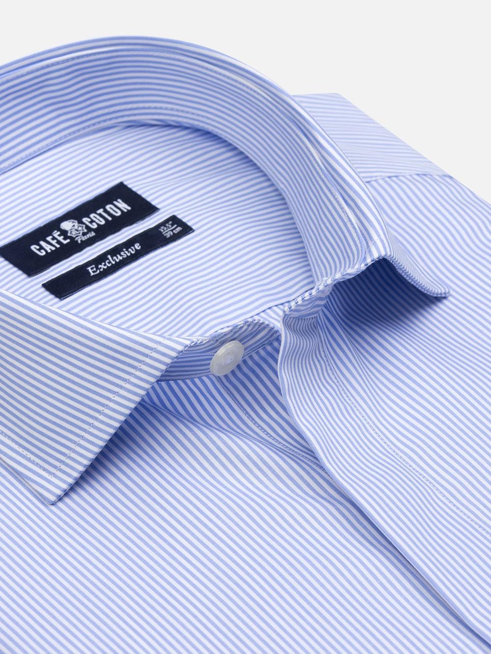 Menthon stripes shirt with hidden throat - Blue sky