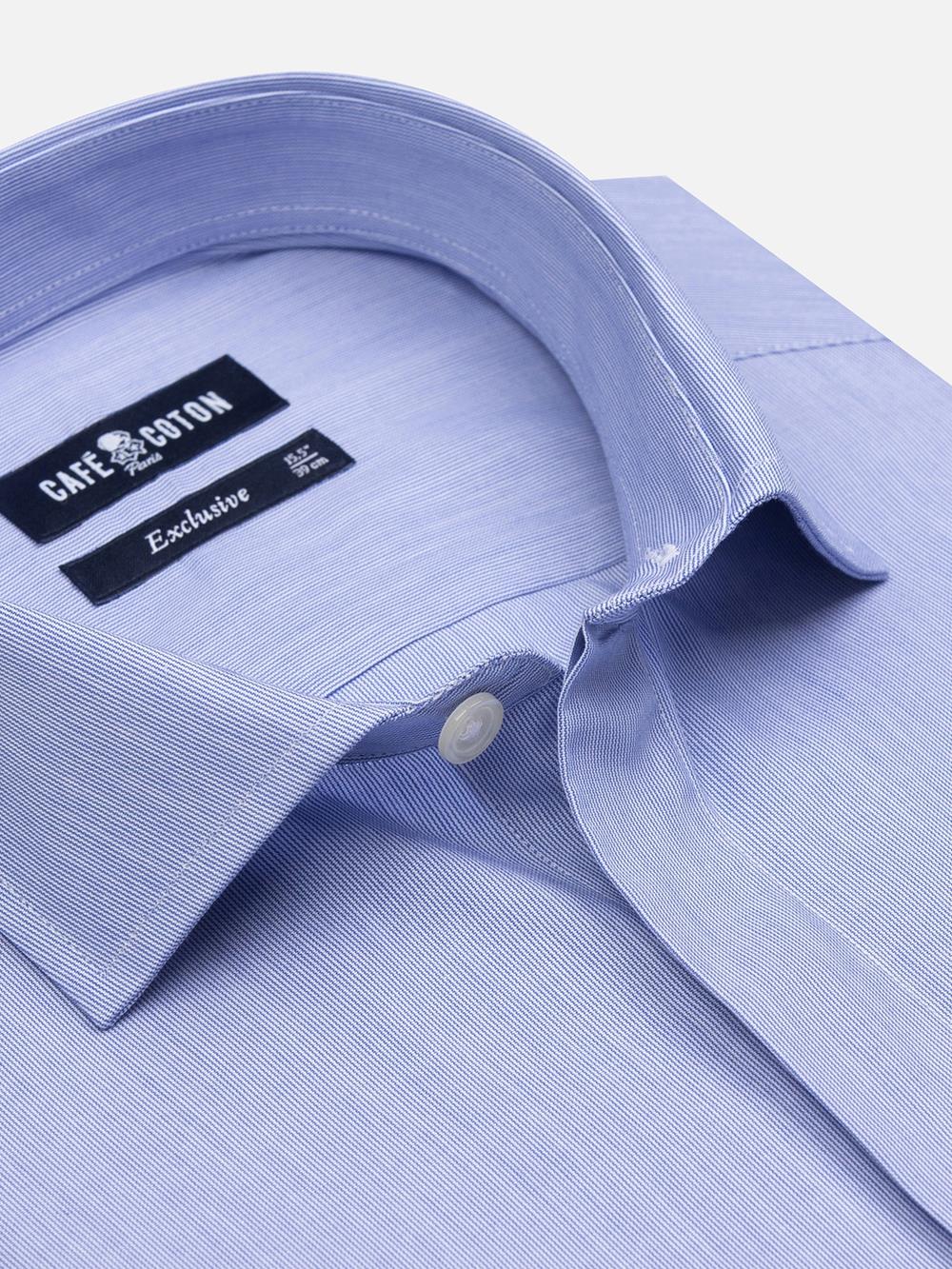 Camicia a mille righe blu - Abbottonatura nascosta