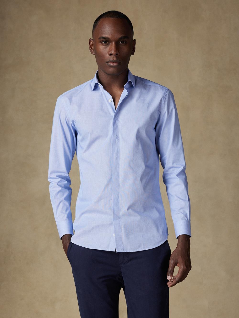 Pinstripe shirt - Blue - Hidden Placket